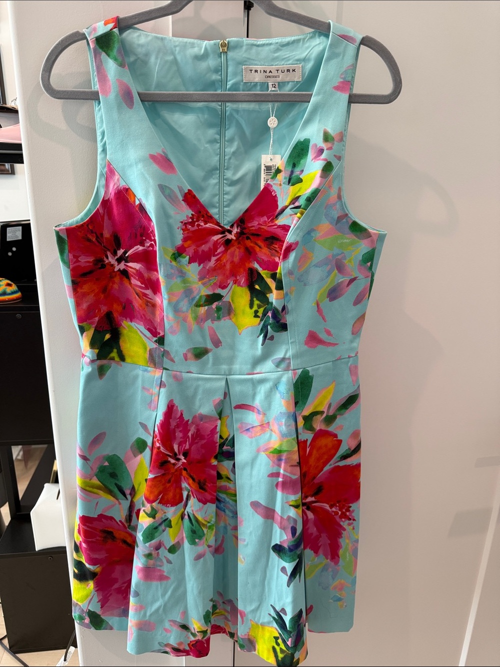 Trina Turk Turquoise Floral A-Line Dress